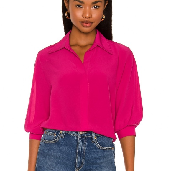 Alexis Silk 3/4 Full Sleeve Blouse Top Pink Size XS - Picture 1 of 14